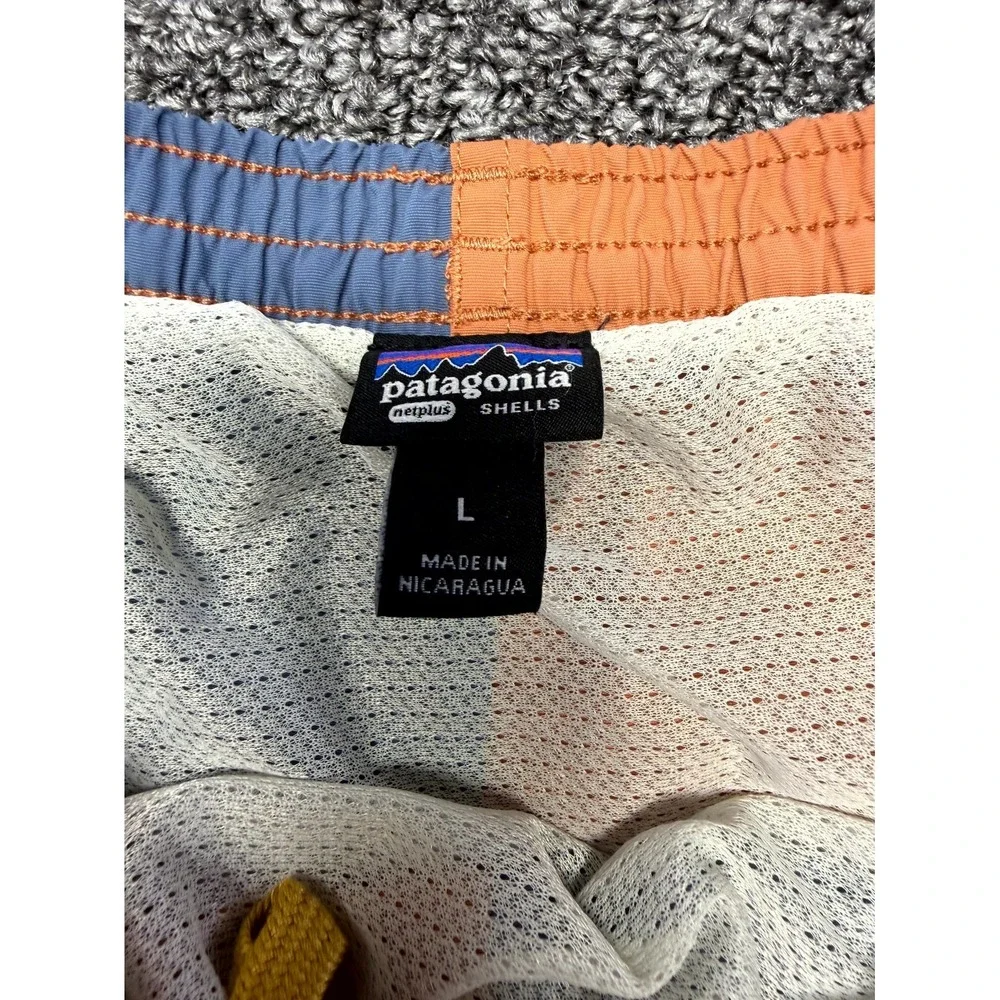 Patagonia Swim Shorts Mens Large Blue Orange Two Tone Nylon NetPlus Shells